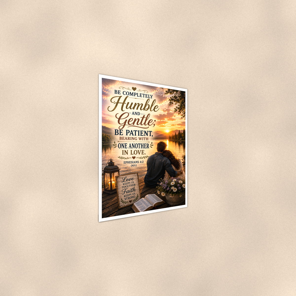 Be Completely Humble And Gentle - Ephesians 4:2, Christian Poster 16x24 & 24x36 — Alternate wall view