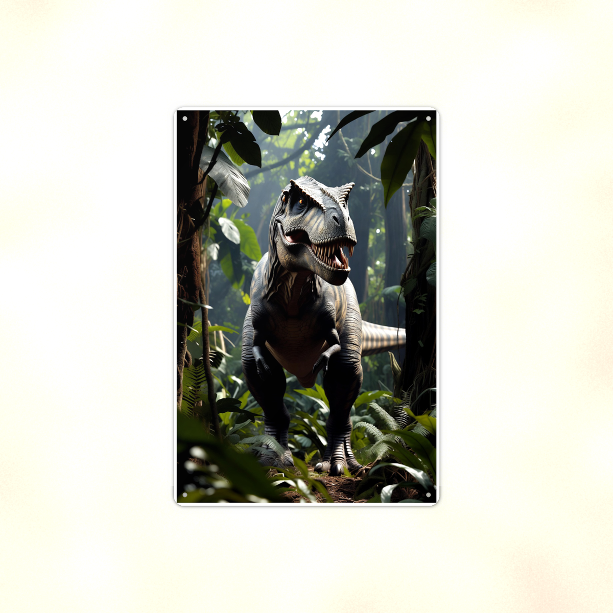 T-Rex Jungle Roar - Dinosaur Metal Sign 8x12 & 12x18, Aluminum Kids Room Decor — Full product view
