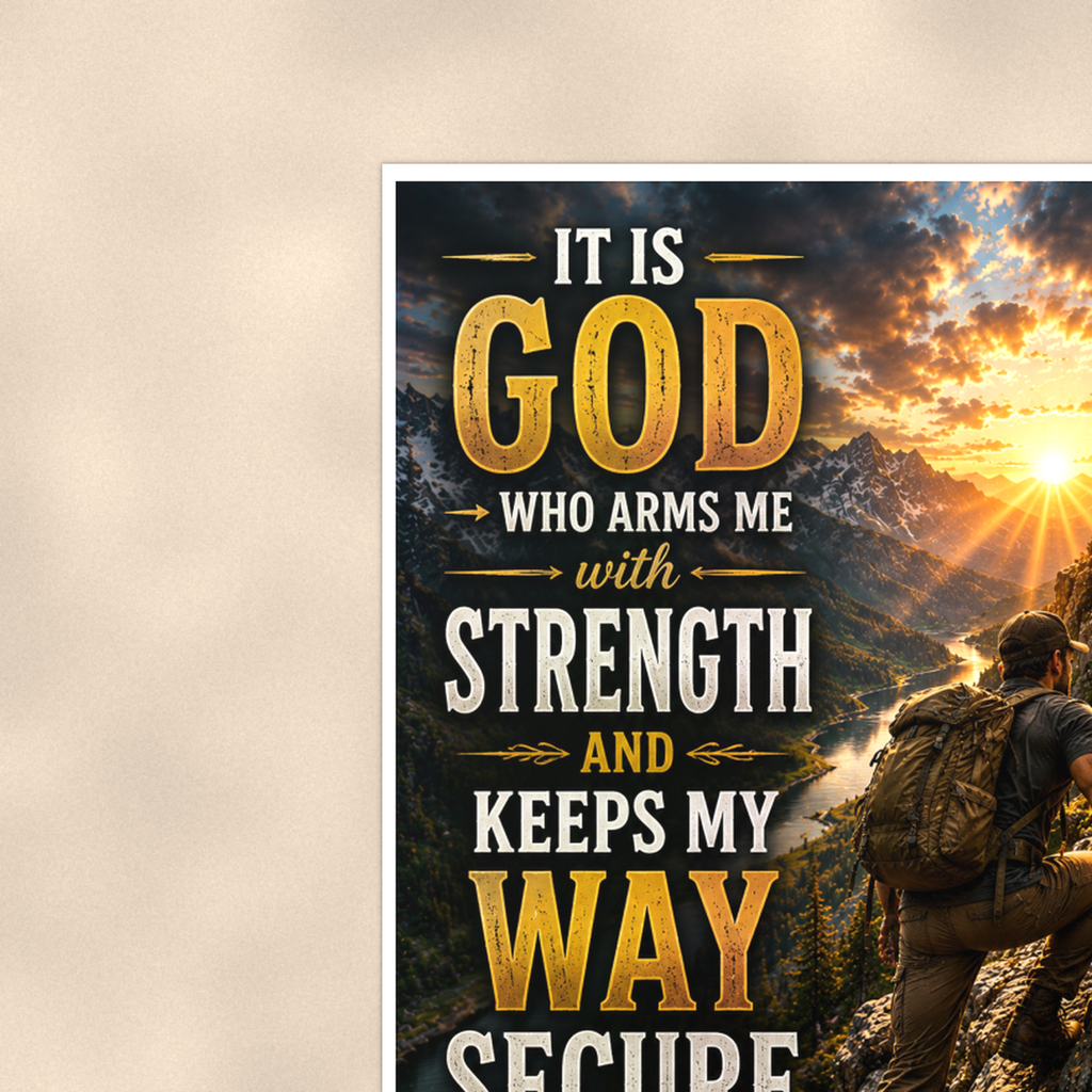 It Is God Who Arms Me With Strength - 2 Samuel 22:33, Christian Poster 16x24 & 24x36 — Context view