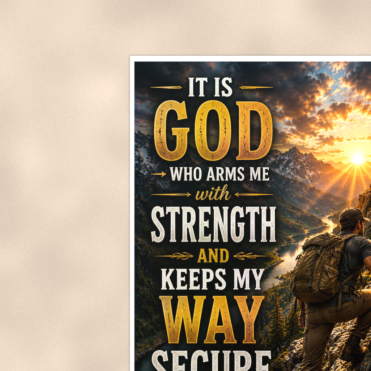 It Is God Who Arms Me With Strength - 2 Samuel 22:33, Christian Poster 16x24 & 24x36 — Context view