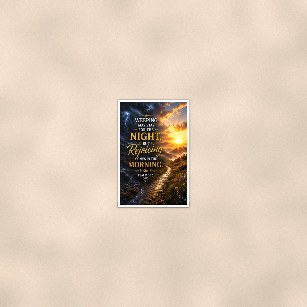 Weeping May Stay, But Rejoicing Comes In The Morning - Psalm 30:5, Christian Poster 16x24 & 24x36 — Room display