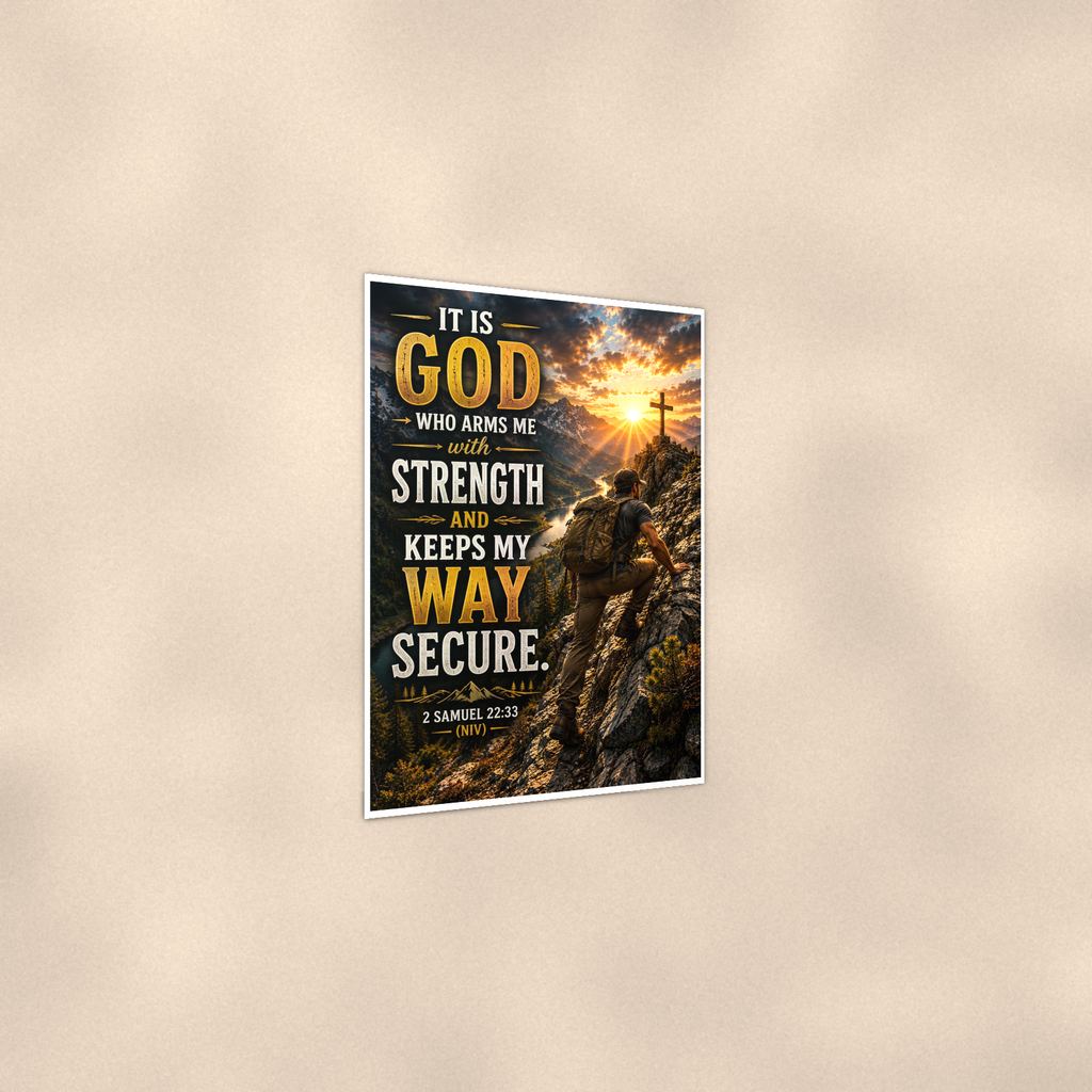 It Is God Who Arms Me With Strength - 2 Samuel 22:33, Christian Poster 16x24 & 24x36 — Print detail