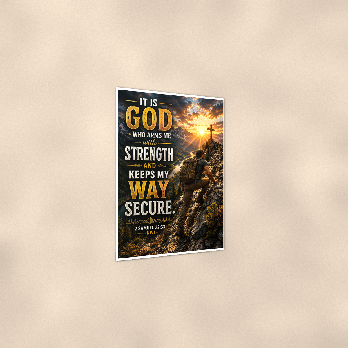 It Is God Who Arms Me With Strength - 2 Samuel 22:33, Christian Poster 16x24 & 24x36 — Print detail