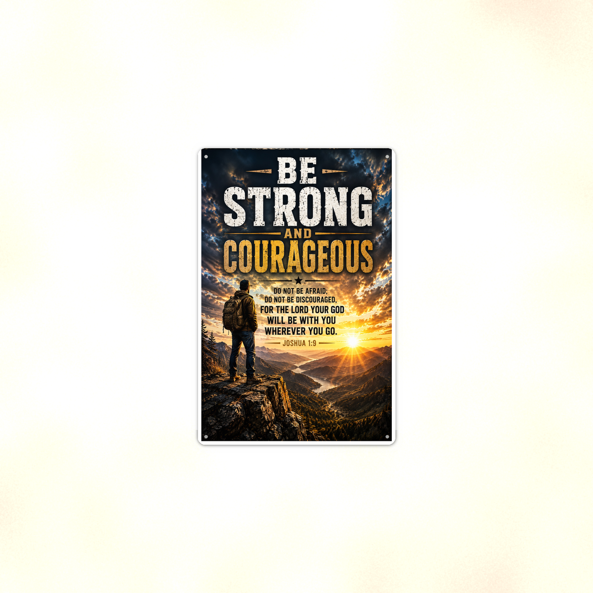 Be Strong And Courageous, Do Not Fear - Joshua 1:9, Christian Metal Sign 8x12 & 12x18 — Context view
