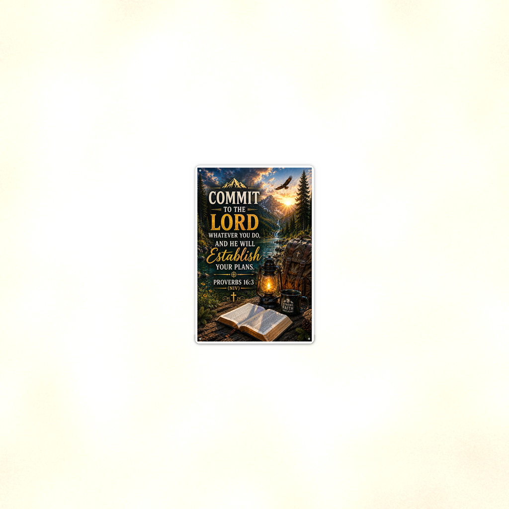 Commit To The Lord - Proverbs 16:3, Christian Metal Sign 8x12 & 12x18 — Room display