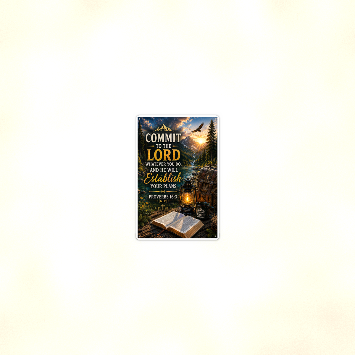 Commit To The Lord - Proverbs 16:3, Christian Metal Sign 8x12 & 12x18 — Room display