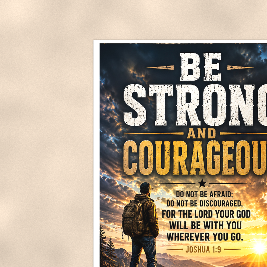 Be Strong And Courageous, Do Not Fear - Joshua 1:9, Christian Poster 16x24 & 24x36 — Context view