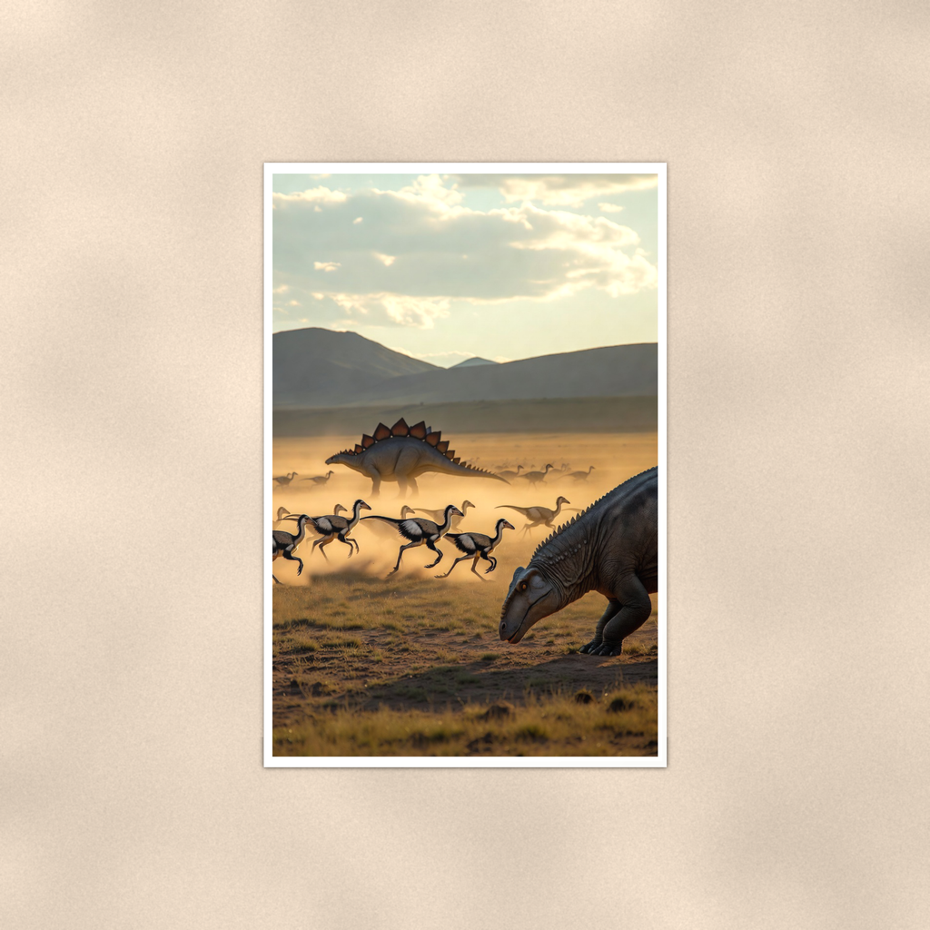 Dinosaur Herd Plains Scene - Poster 16x24 & 24x36 — Full product view