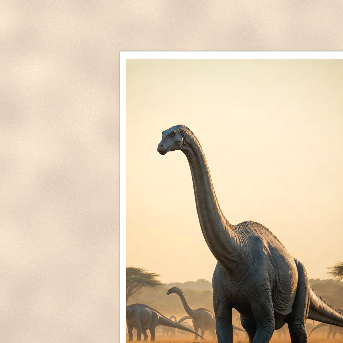Long Neck Dinosaur Herd at Sunset - Poster 16x24 & 24x36 — Context view