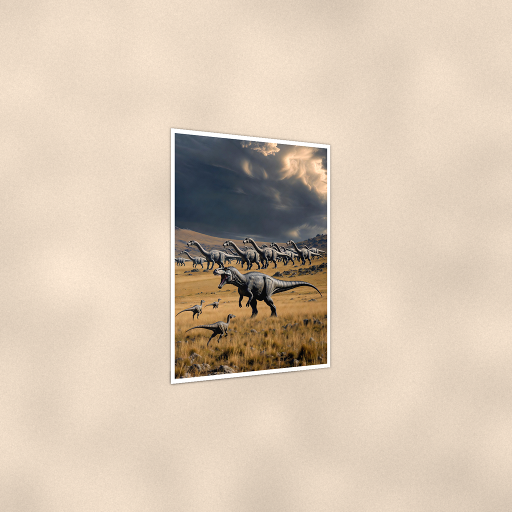 Predator Dinosaur, Storm Plains Scene - Poster 16x24 & 24x36 — Print detail