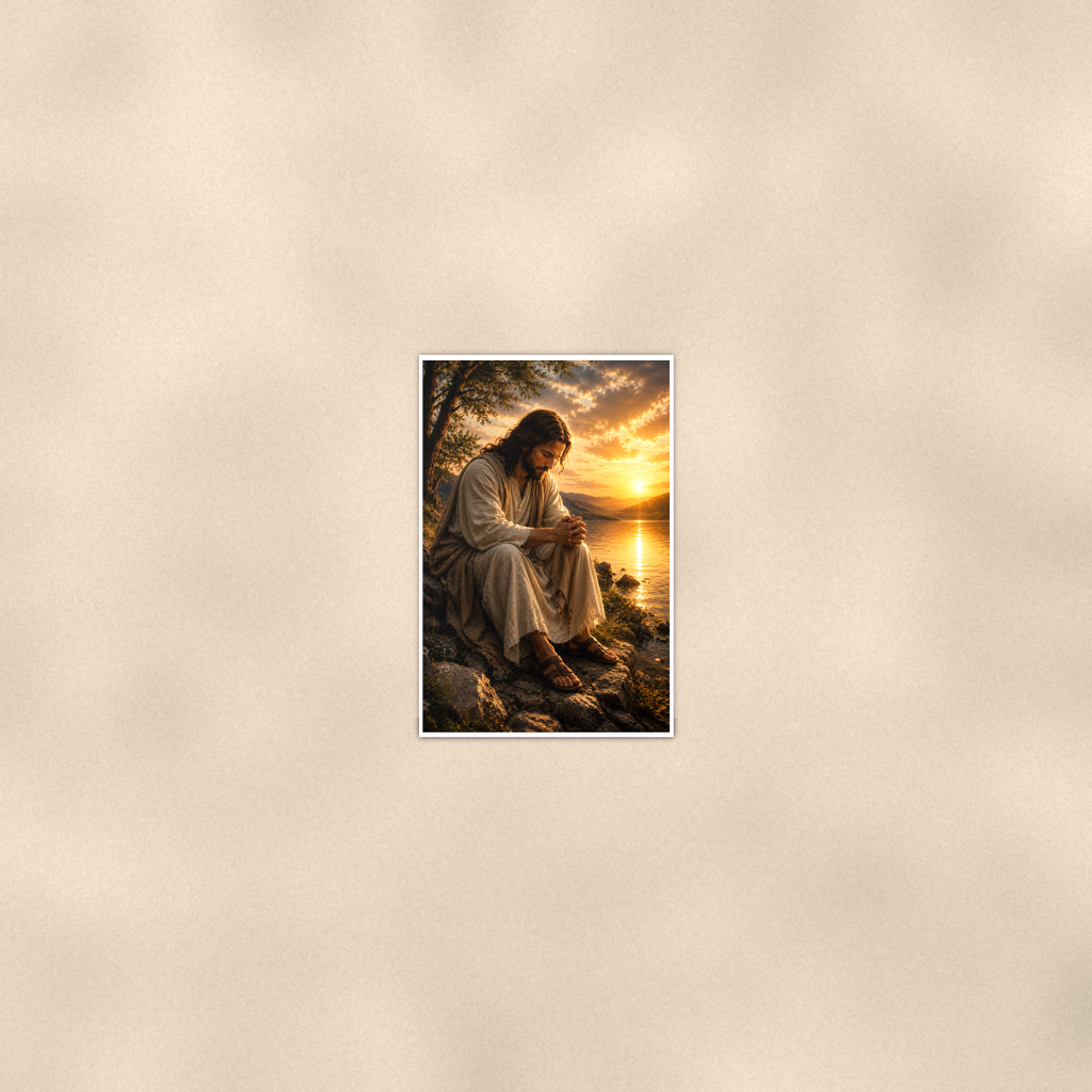 Jesus By The Lake At Sunset - Christian Poster 16x24 & 24x36 — Room display