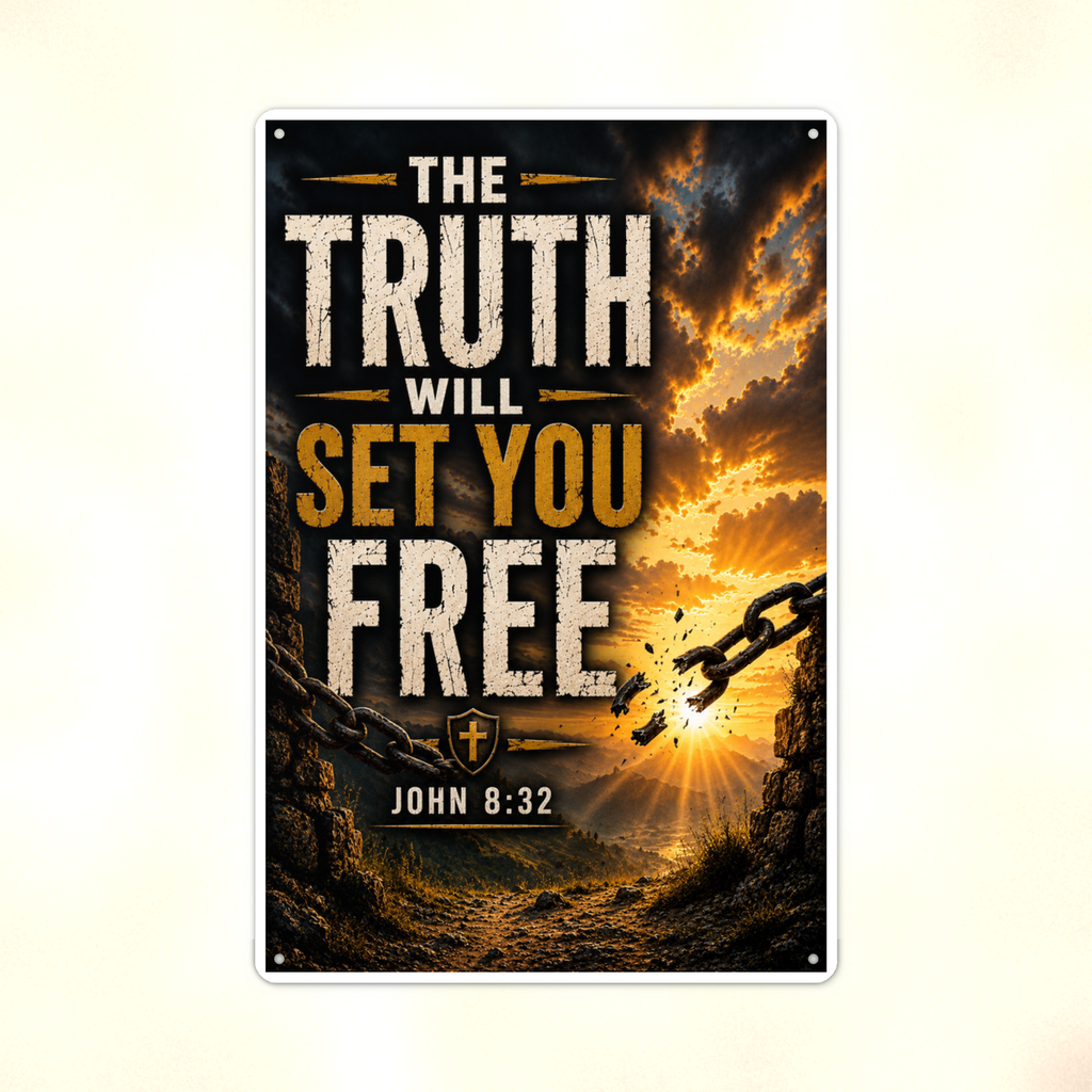 The Truth Will Set You Free - John 8:32, Christian Metal Sign 8x12 & 12x18 — Print detail