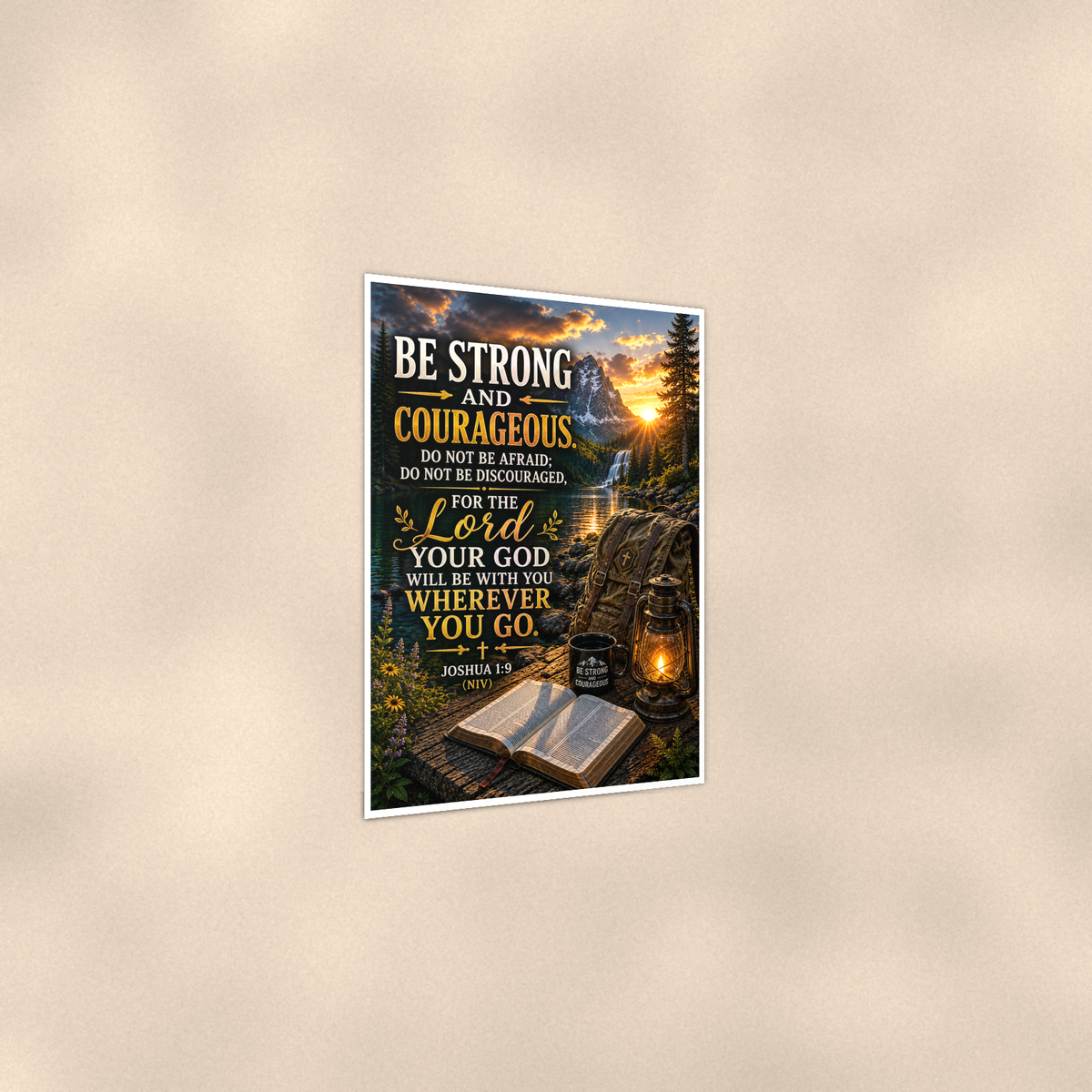 Be Strong And Courageous - Joshua 1:9, Christian Poster 16x24 & 24x36 — Print detail