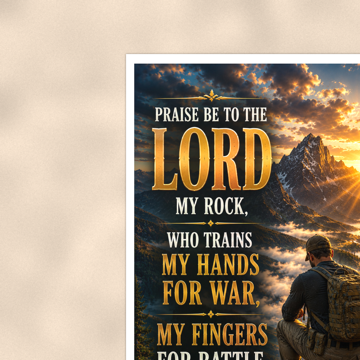 Praise Be To The Lord My Rock - Psalm 144:1, Christian Poster 16x24 & 24x36 — Context view