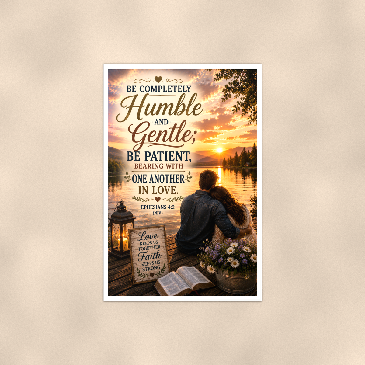 Be Completely Humble And Gentle - Ephesians 4:2, Christian Poster 16x24 & 24x36 — Full product view