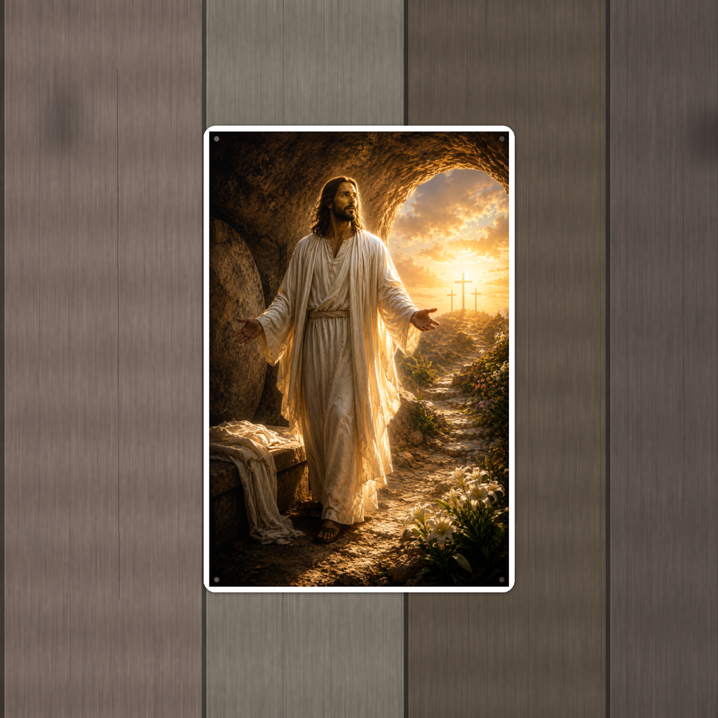 Resurrection, Empty Tomb - Christian Metal Sign 8x12 & 12x18 — Alternate wall view