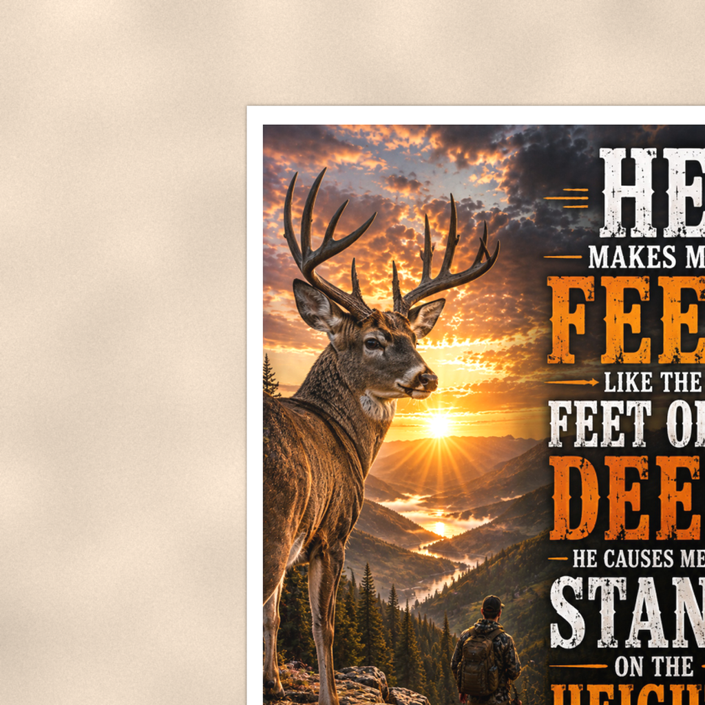 He Makes My Feet Like The Deer - Psalm 18:33, Christian Poster 16x24 & 24x36 — Context view
