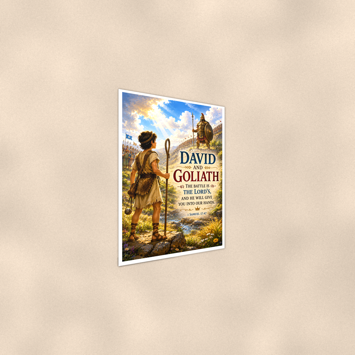 David And Goliath - 1 Samuel 17:47, Christian Poster 16x24 & 24x36 — Alternate wall view