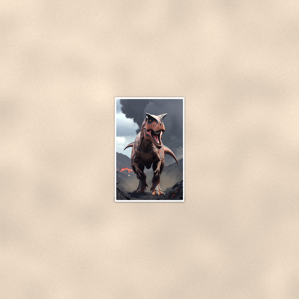 Carnotaurus Volcano Scene - Dinosaur Poster 16x24 & 24x36 — Room display