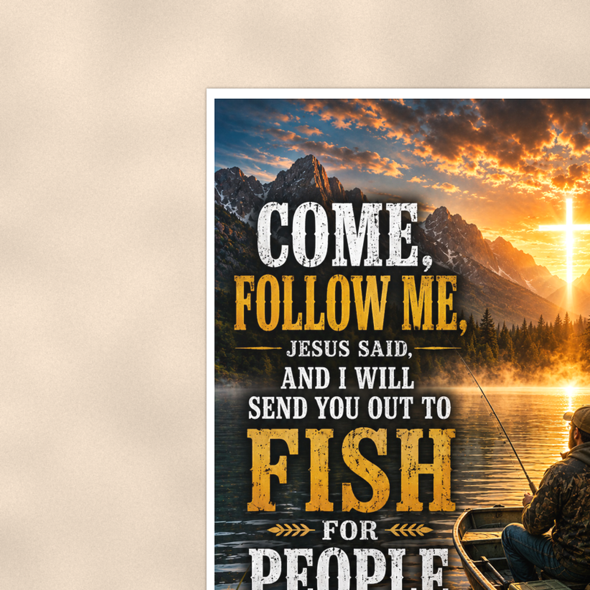 Come, Follow Me, Jesus Said - Matthew 4:19, Christian Poster 16x24 & 24x36 — Context view