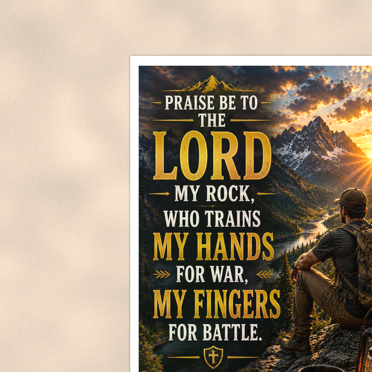 Praise Be To The Lord My Rock - Psalm 144:1, Christian Poster 16x24 & 24x36 — Context view