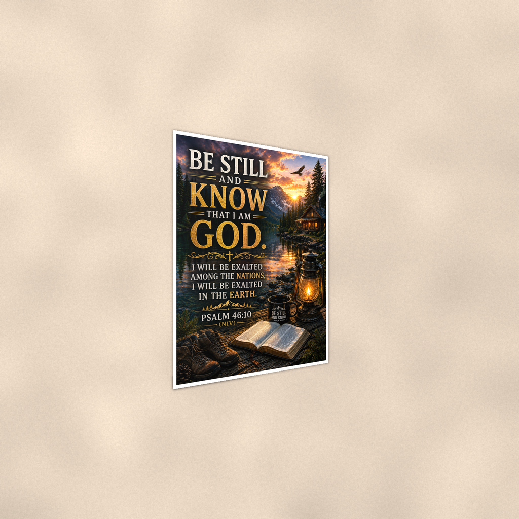 Be Still And Know Exalted Lakeside - Psalm 46:10, Christian Poster 16x24 & 24x36 — Alternate wall view
