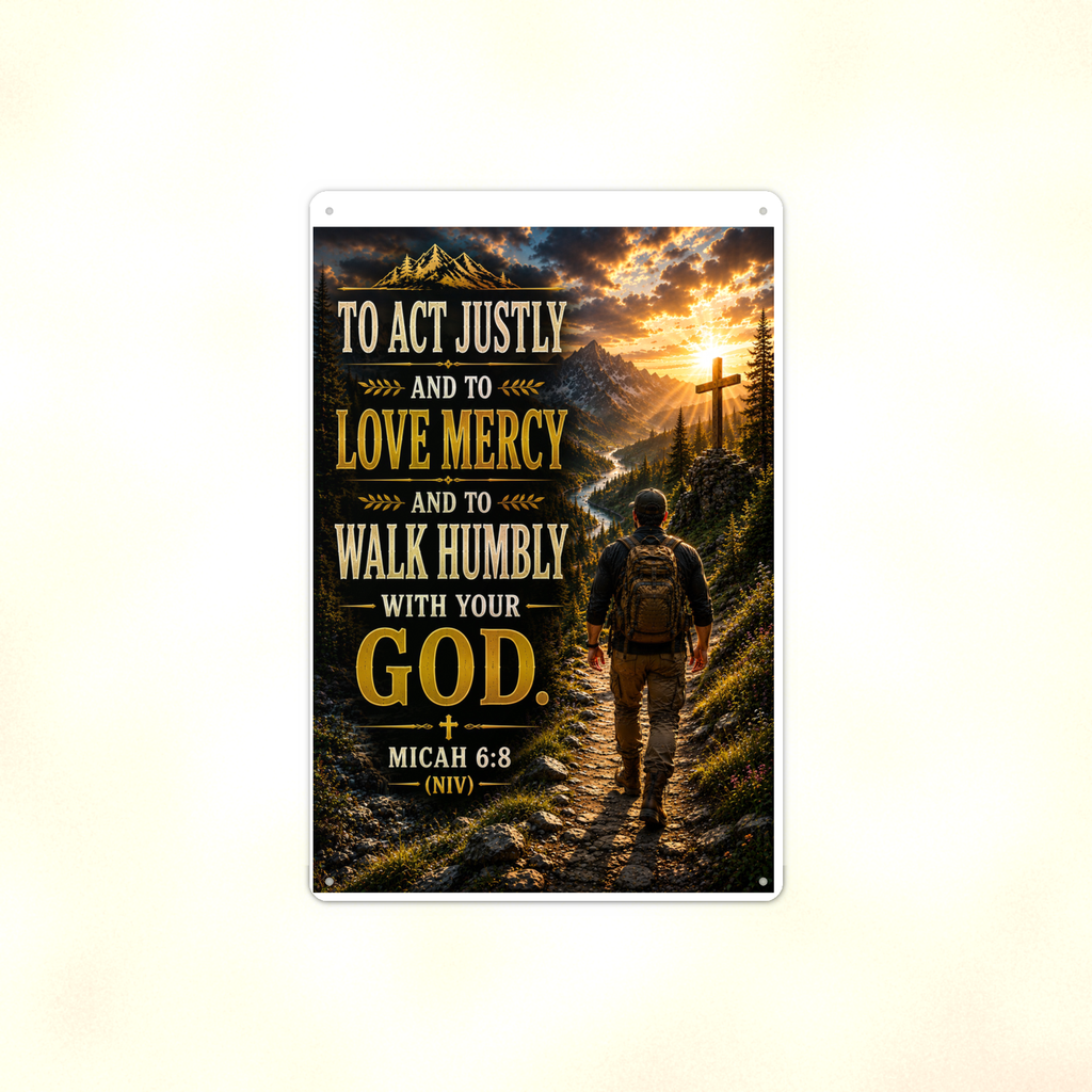 To Act Justly And Love Mercy - Micah 6:8, Christian Metal Sign 8x12 & 12x18 — Full product view