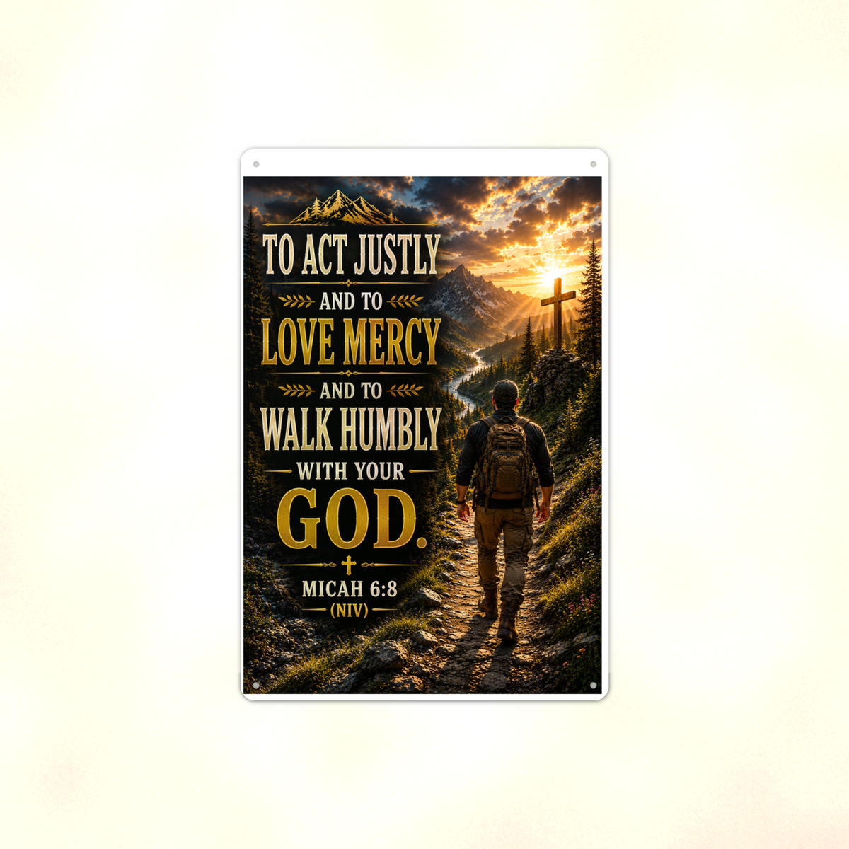 To Act Justly And Love Mercy - Micah 6:8, Christian Metal Sign 8x12 & 12x18 — Full product view