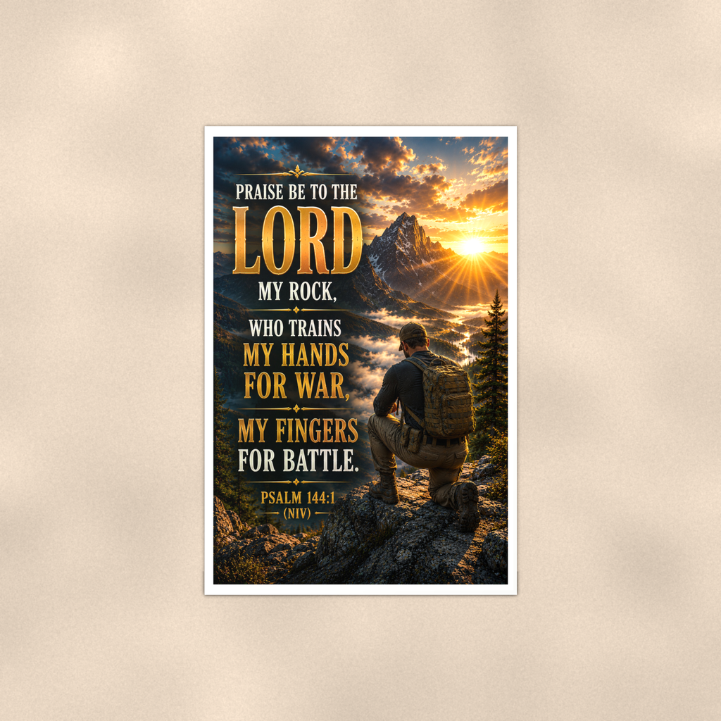 Praise Be To The Lord My Rock - Psalm 144:1, Christian Poster 16x24 & 24x36 — Full product view