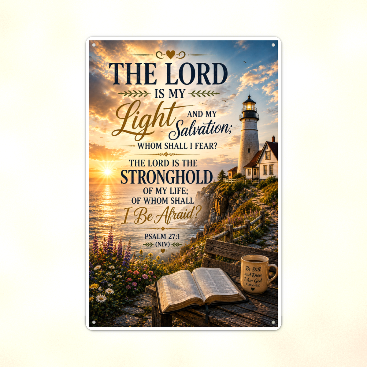 The Lord Is My Light And Salvation - Psalm 27:1, Christian Metal Sign 8x12 & 12x18 — Print detail
