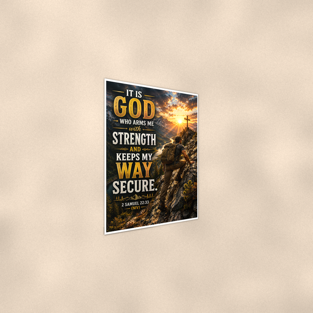 It Is God Who Arms Me With Strength - 2 Samuel 22:33, Christian Poster 16x24 & 24x36 — Alternate wall view