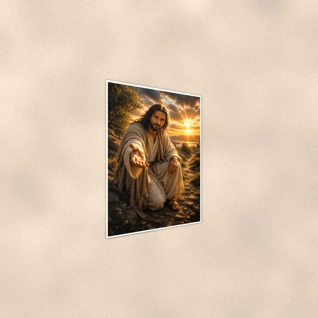 Jesus Reaching Out His Hand - Christian Poster 16x24 & 24x36 — Alternate wall view