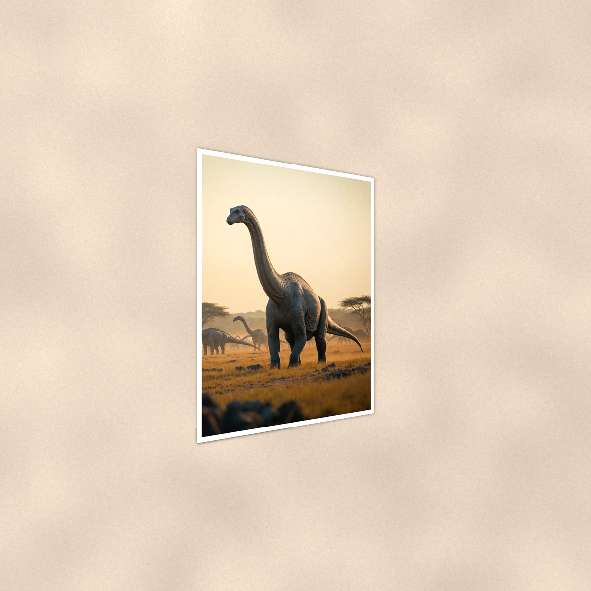 Long Neck Dinosaur Herd at Sunset - Poster 16x24 & 24x36 — Alternate wall view
