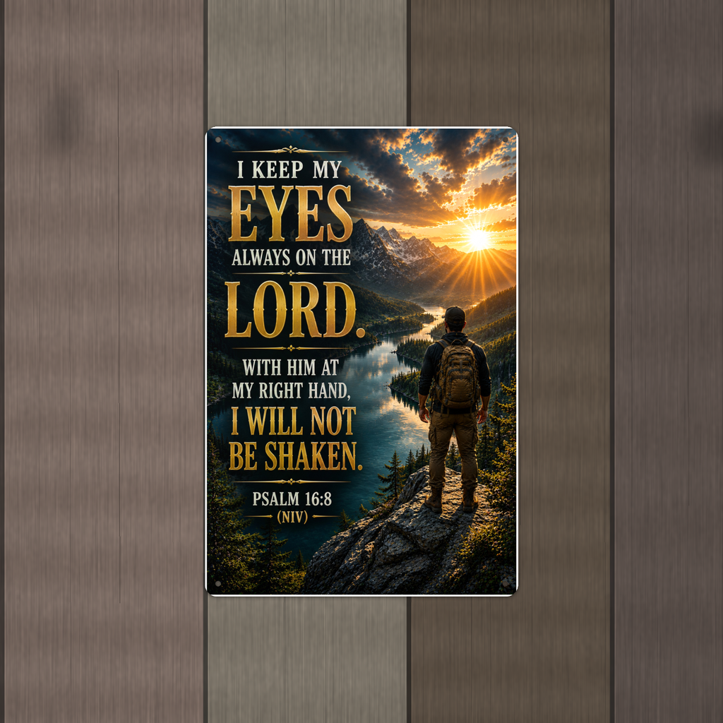 I Keep My Eyes Always On The Lord - Psalm 16:8, Christian Metal Sign 8x12 & 12x18 — Alternate wall view