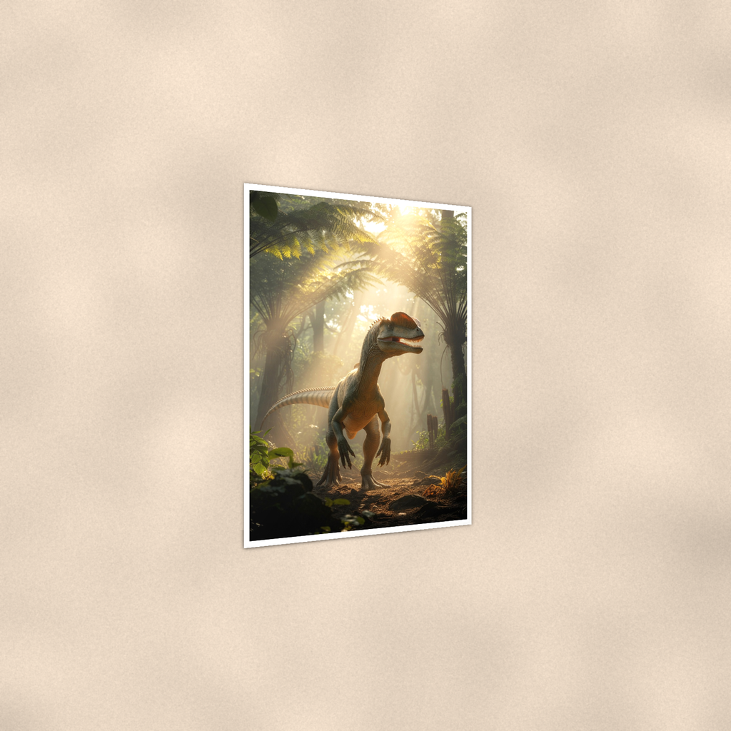 Dilophosaurus Jungle Scene - Dinosaur Poster 16x24 & 24x36 — Print detail