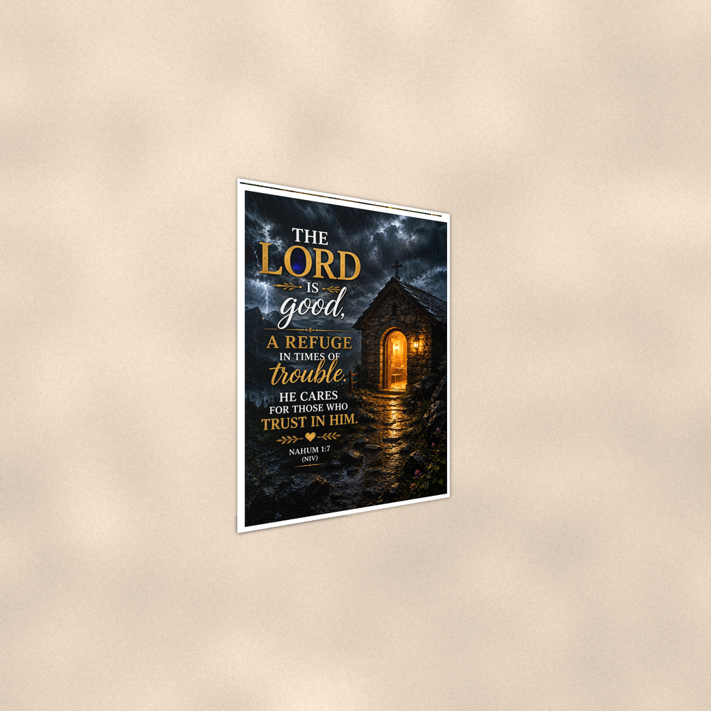The Lord Is Good, A Refuge In Times Of Trouble - Nahum 1:7, Christian Poster 16x24 & 24x36 — Alternate wall view