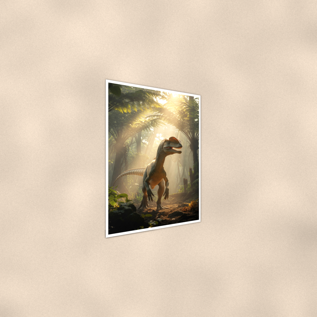 Dilophosaurus Jungle Scene - Dinosaur Poster 16x24 & 24x36 — Alternate wall view