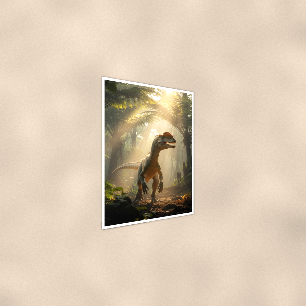 Dilophosaurus Jungle Scene - Dinosaur Poster 16x24 & 24x36 — Alternate wall view