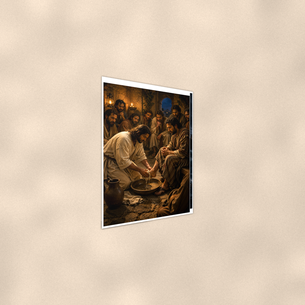 Jesus Washes A Disciple's Feet - Christian Poster 16x24 & 24x36 — Alternate wall view