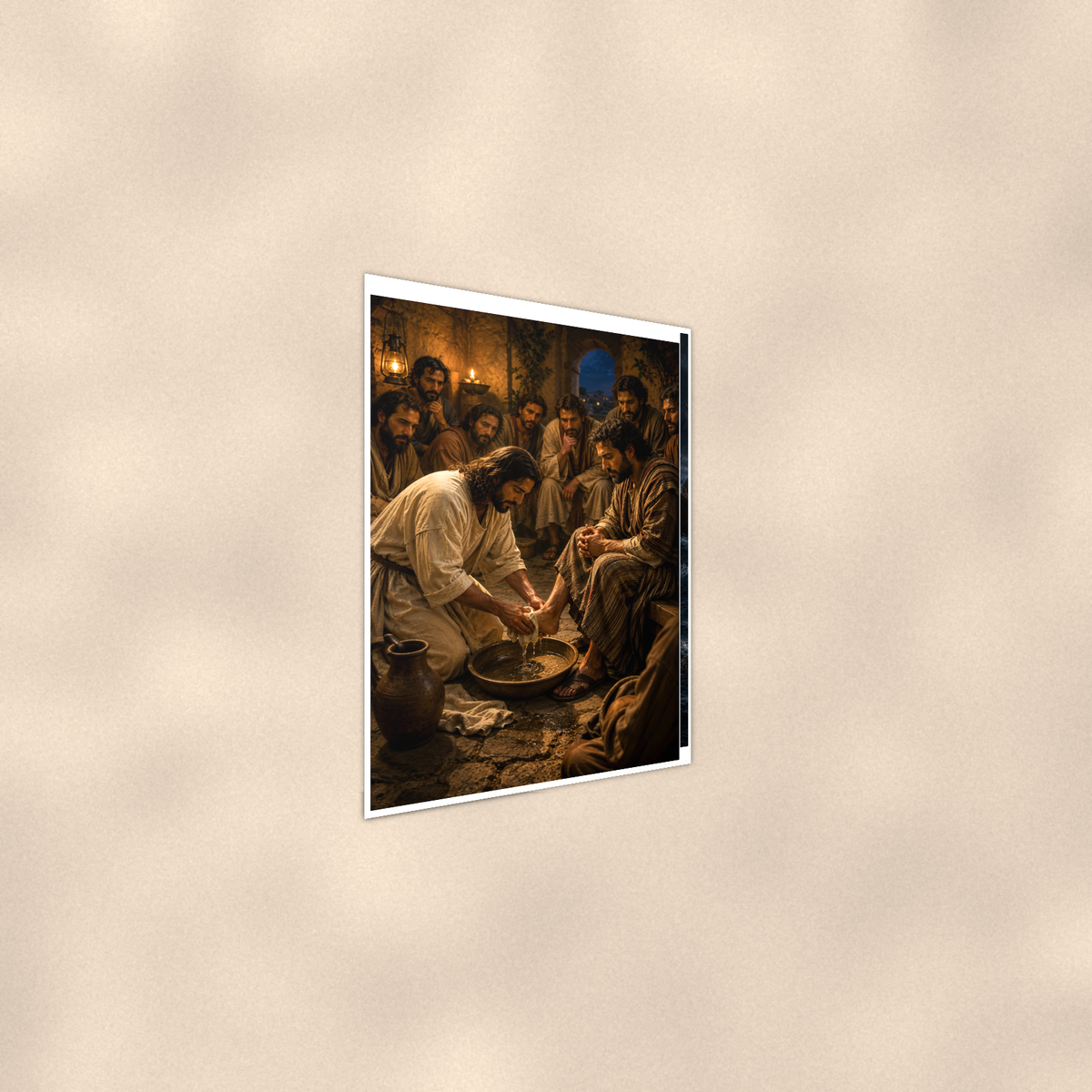 Jesus Washes A Disciple's Feet - Christian Poster 16x24 & 24x36 — Alternate wall view