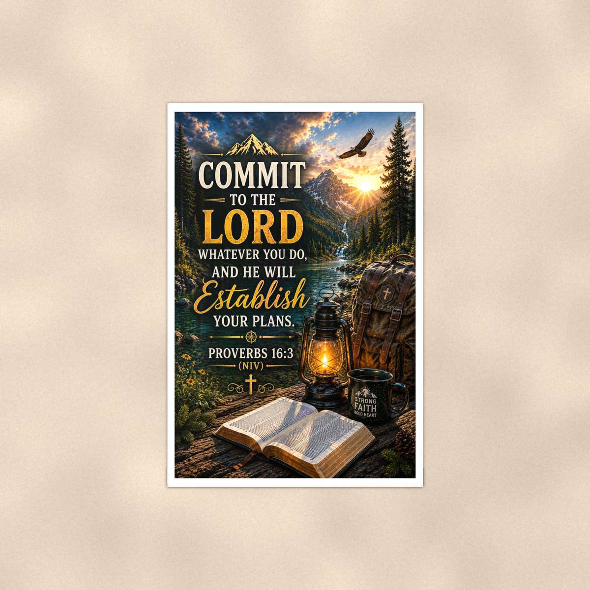 Commit To The Lord - Proverbs 16:3, Christian Poster 16x24 & 24x36 — Full product view