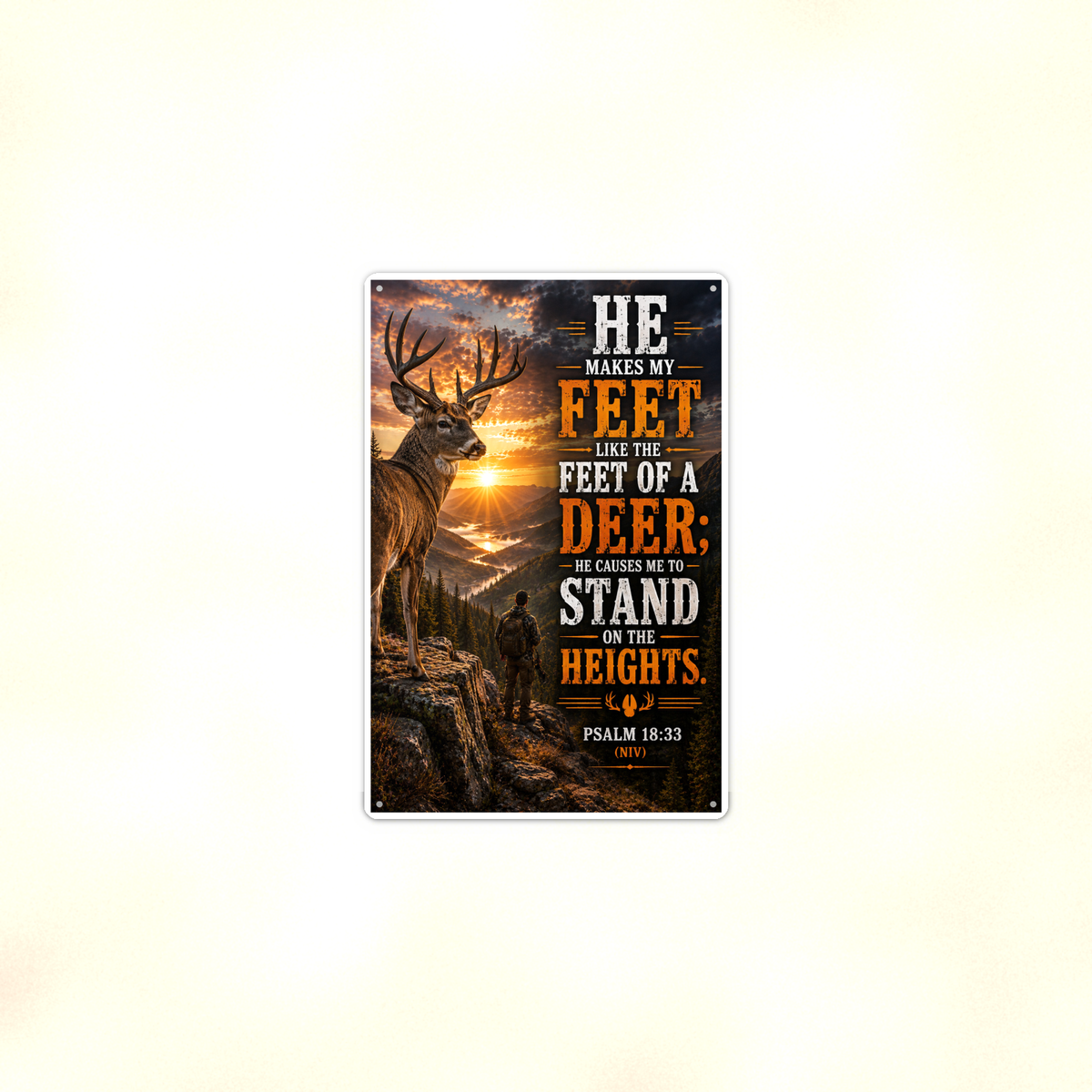 He Makes My Feet Like The Deer - Psalm 18:33, Christian Metal Sign 8x12 & 12x18 — Context view
