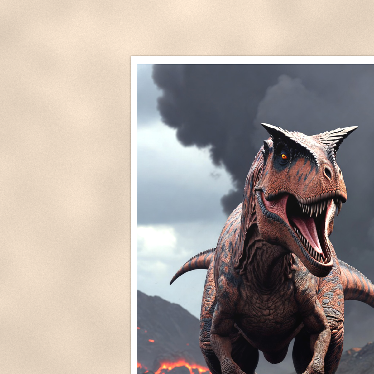 Carnotaurus Volcano Scene - Dinosaur Poster 16x24 & 24x36 — Context view
