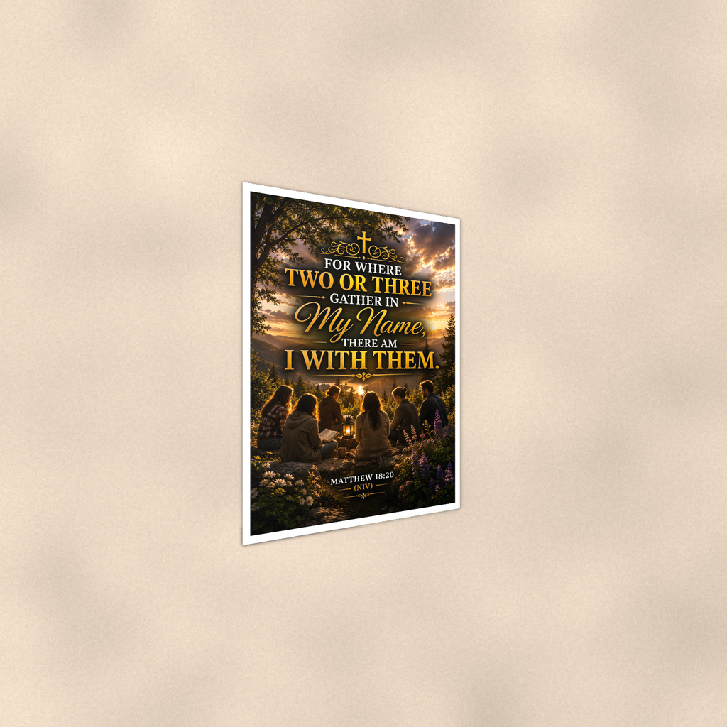Where Two Or Three Gather In My Name - Matthew 18:20, Christian Poster 16x24 & 24x36 — Alternate wall view