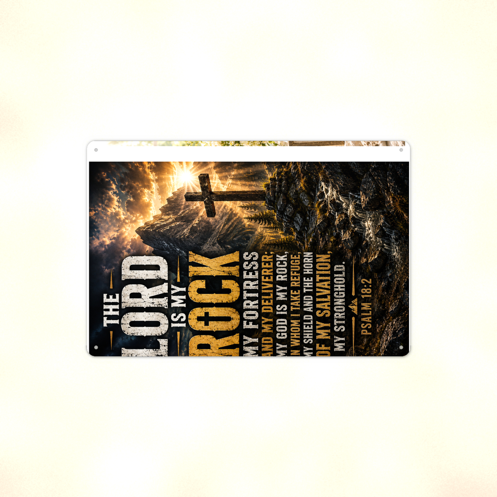 The Lord Is My Rock - Psalm 18:2, Christian Metal Sign 8x12 & 12x18 — Full product view