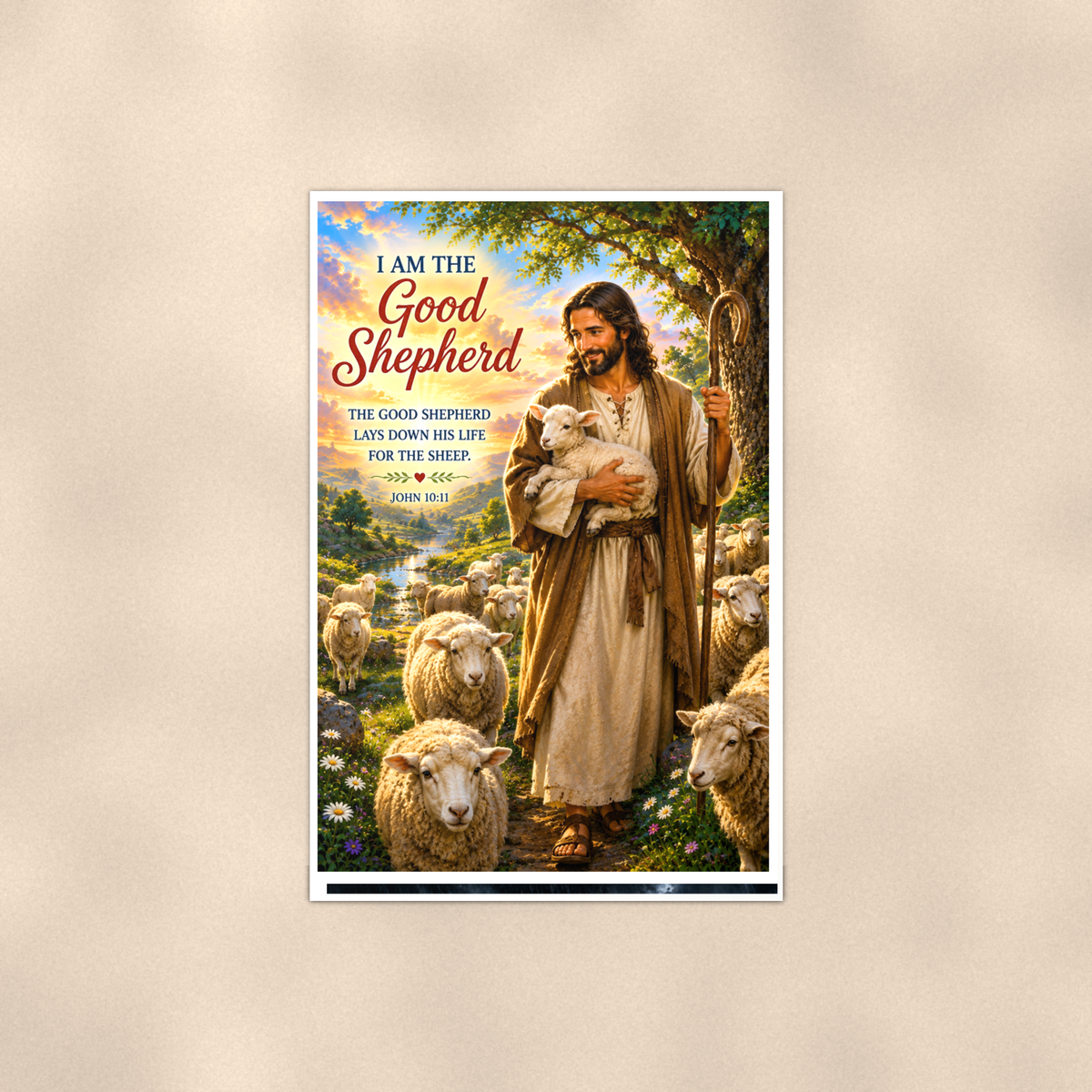 I Am The Good Shepherd - John 10:11, Christian Poster 16x24 & 24x36 — Full product view