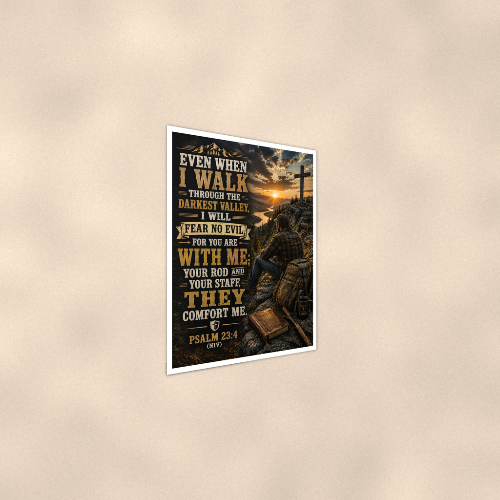 Even When I Walk Through The Darkest Valley - Psalm 23:4, Christian Poster 16x24 & 24x36 — Alternate wall view
