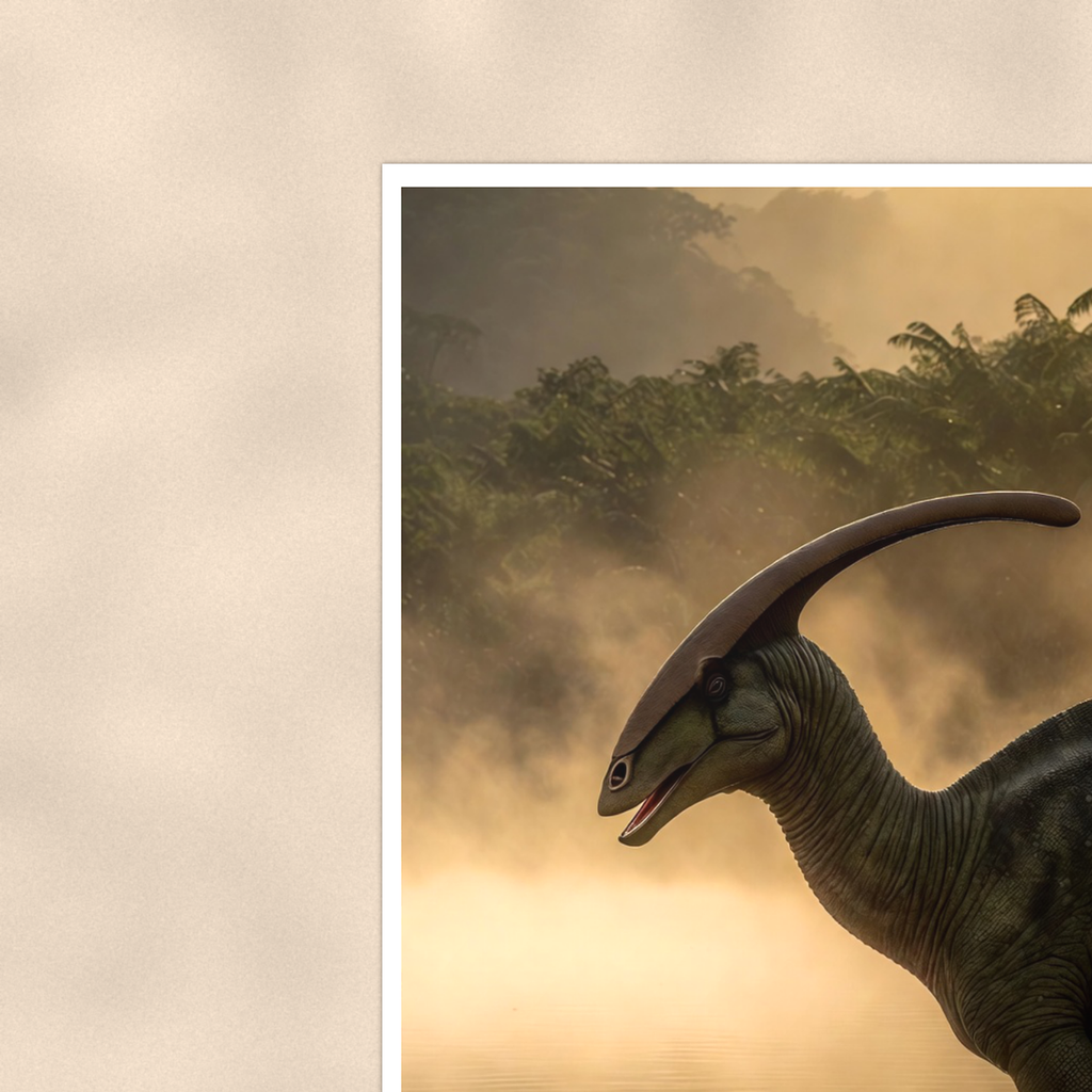 Parasaurolophus Misty River - Dinosaur Poster 16x24 & 24x36 — Context view
