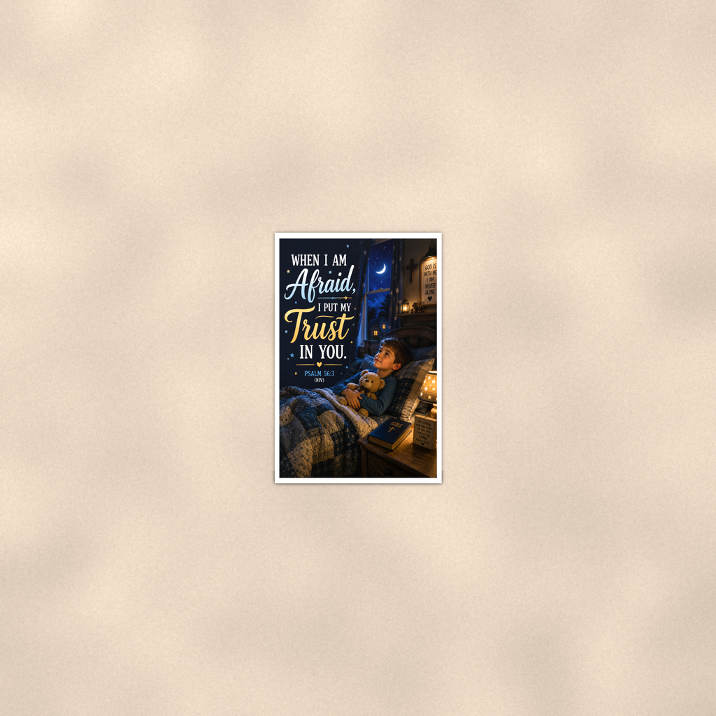 When I Am Afraid Boy Bedtime - Psalm 56:3, Christian Poster 16x24 & 24x36 — Room display