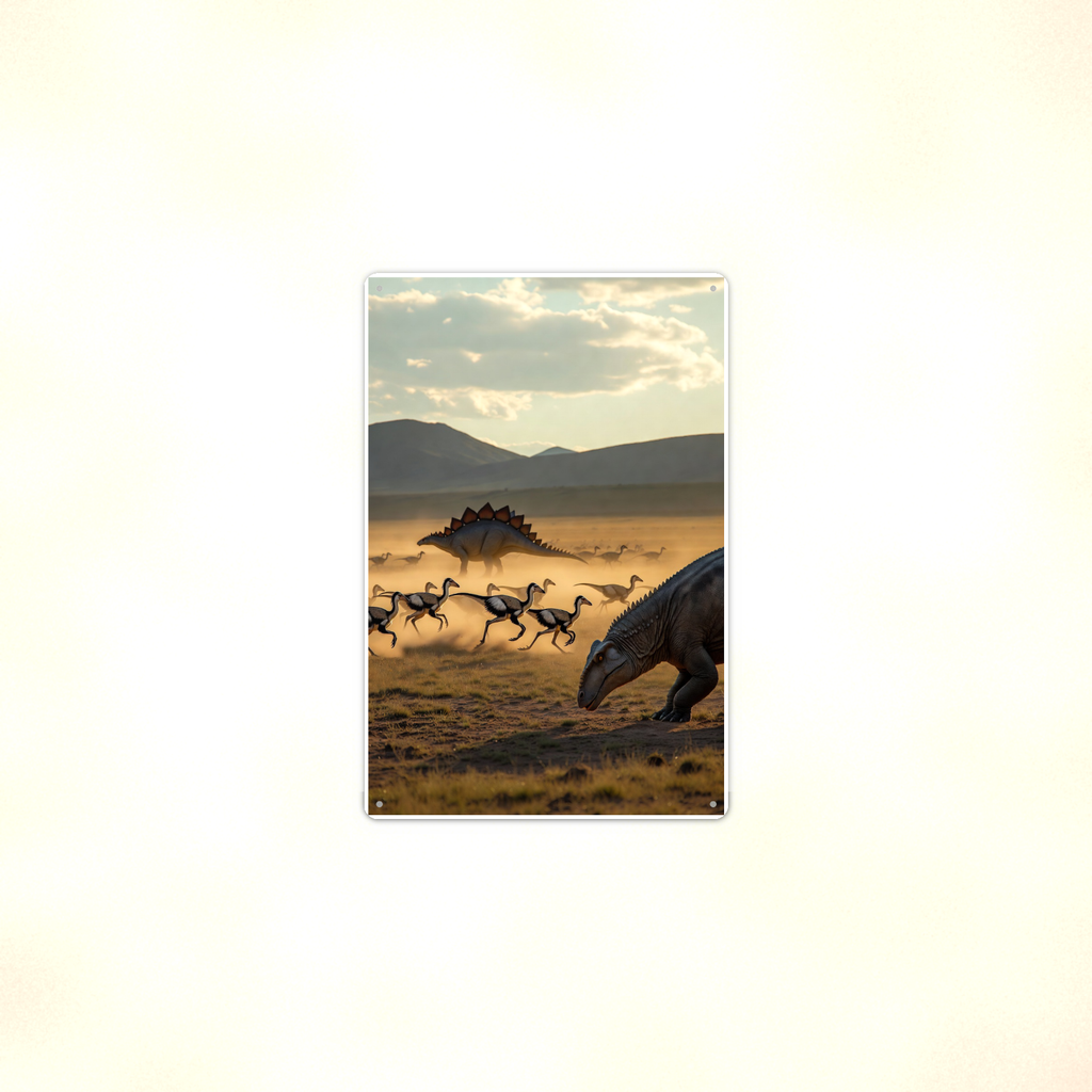Dinosaur Herd Plains Scene - Metal Sign 8x12 & 12x18, Aluminum Decor — Context view